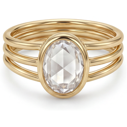 Taille Rose Bague Mono-Pierre – Brillant 3 carats Or Jaune 14