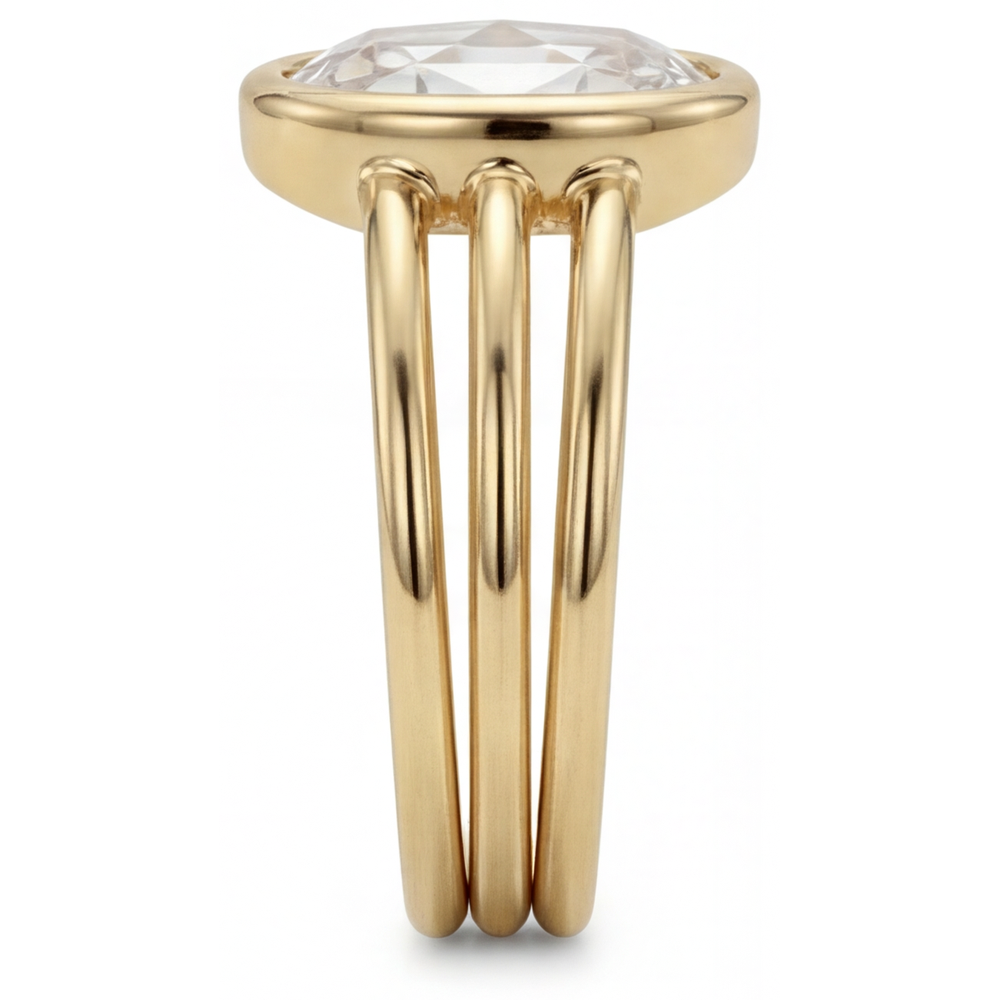 Bague Mono-Pierre Or Jaune 14 Carats avec Brillant – vue d'angle