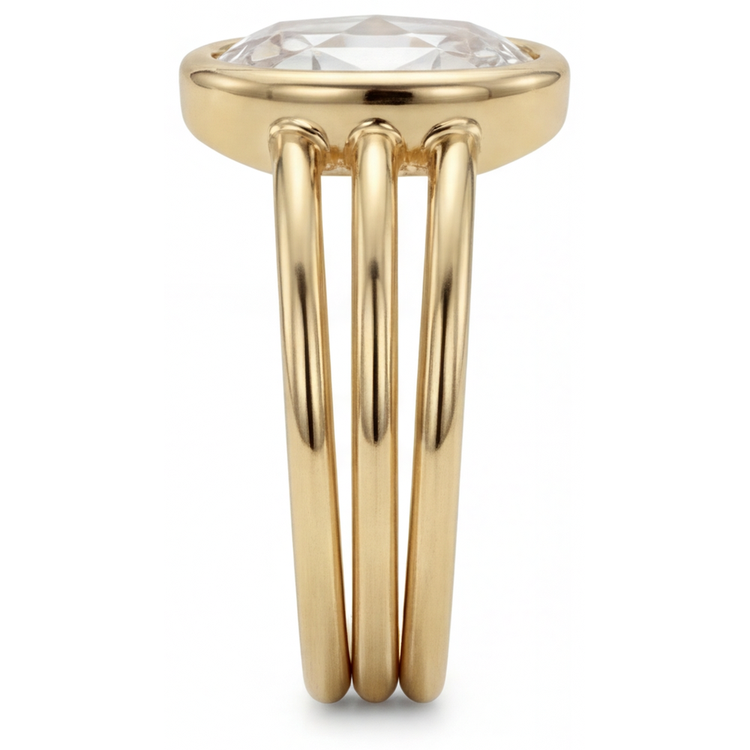 Bague Mono-Pierre Or Jaune 14 Carats avec Brillant – vue d'angle