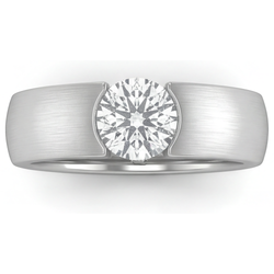 Brillant Bague pour Homme de luxe – 1,50 carats Or Blanc 14