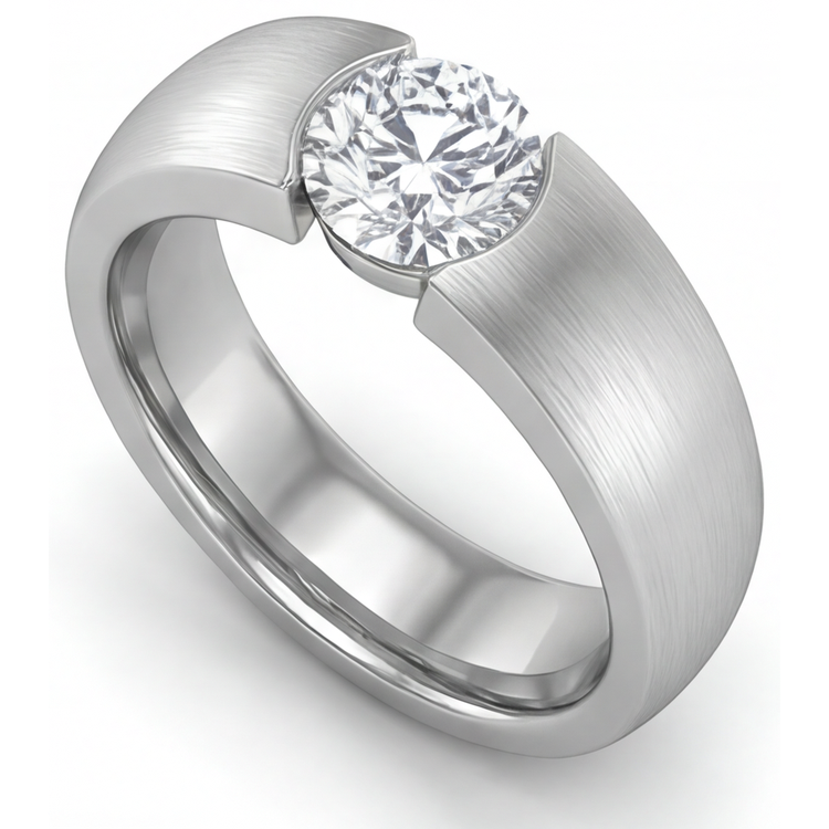 Brillant Bague pour Homme 1,50-carats Or Blanc 14 Carats – vue de côté