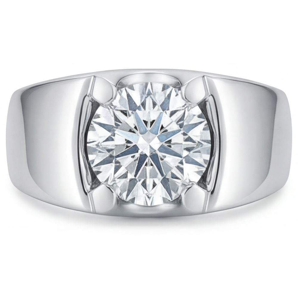 Brillant Bague pour Homme 2 carats Or 14K Blanc – vue principale