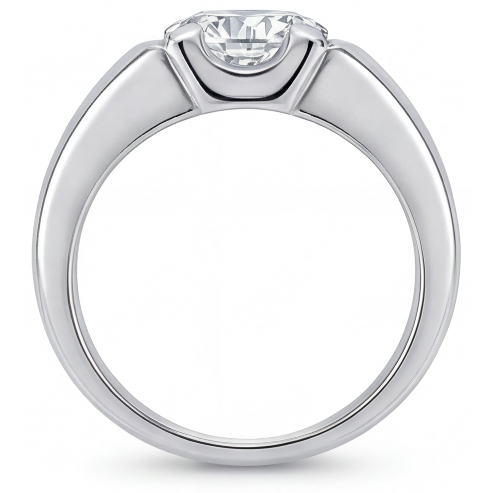 Brillant Taille Brillant Bague pour Homme en Or 14K Blanc – vue de dessus