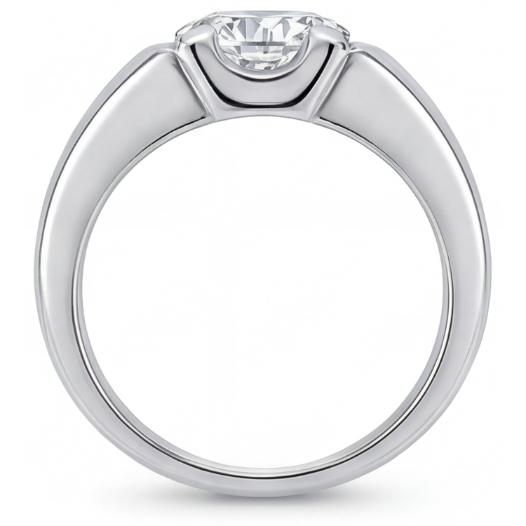 Brillant Taille Brillant Bague pour Homme en Or 14K Blanc – vue de dessus