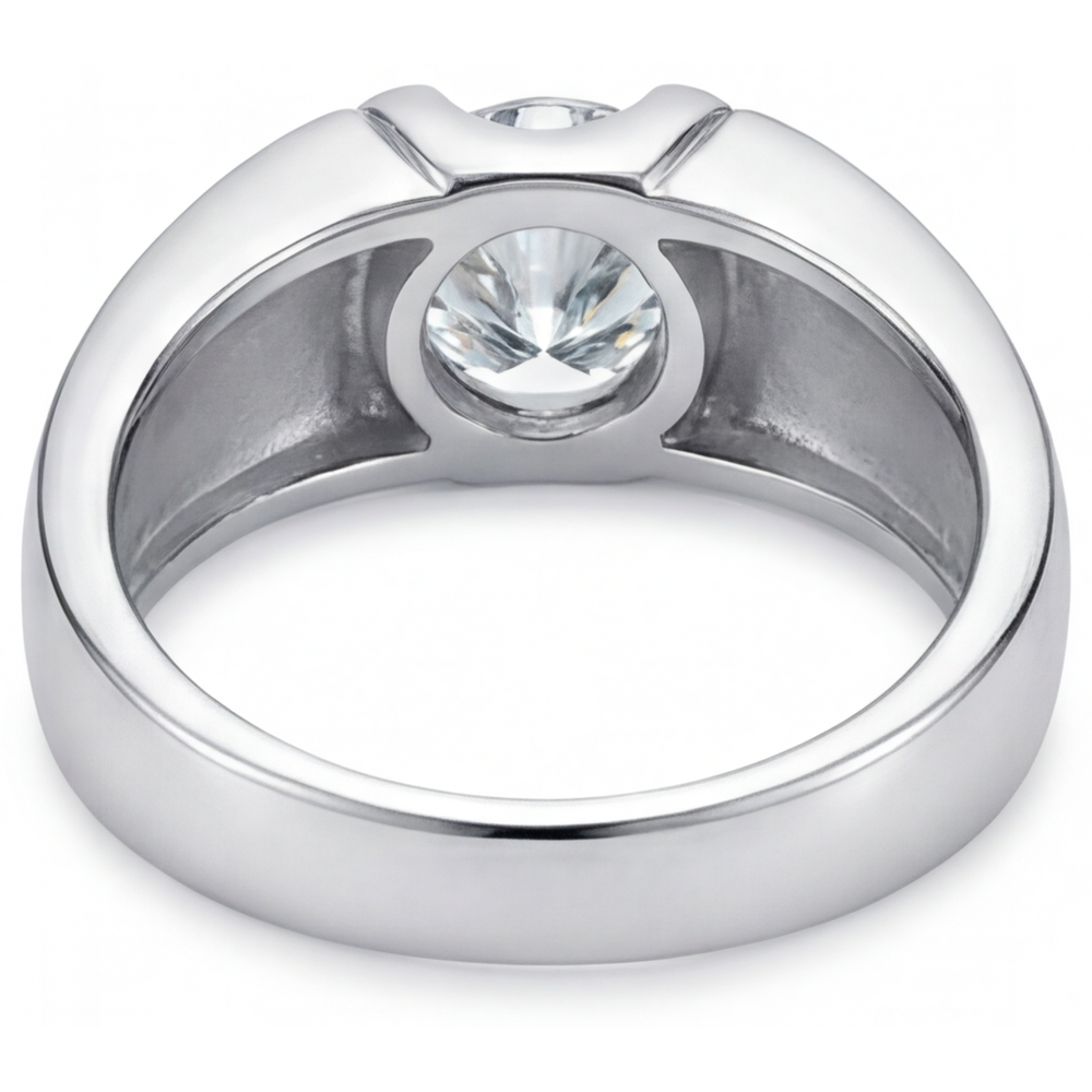 Brillant Bague pour Homme 2 carats Or 14K Blanc – vue arrière