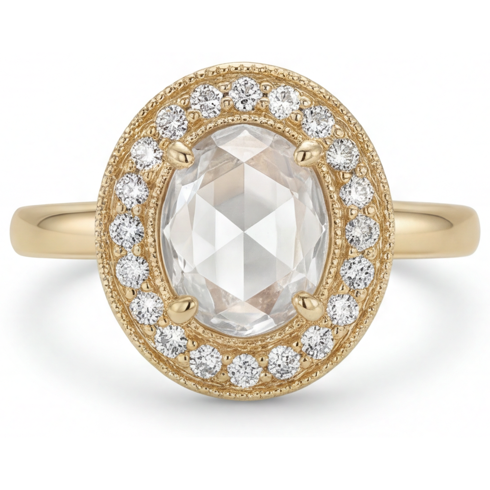 De luxe Brillant Bague Sertie Halo 2 carats – vue principale