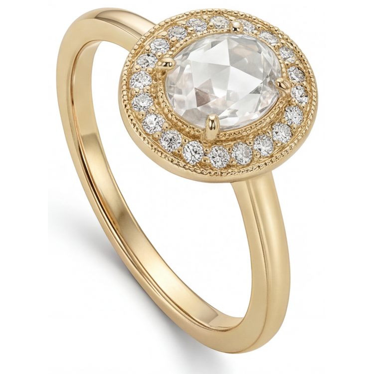 De luxe Bague Sertie Halo 2 carats – vue de côté