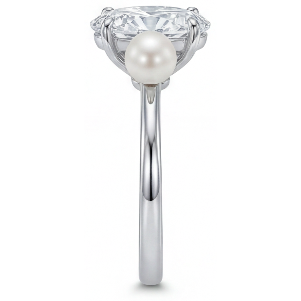 Ovale Brillant bague en Or Blanc 14 Carats – vue de dessus