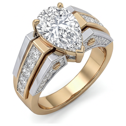 Fait à la main Bague Solitaire avec Accents – Brillant 2 carats