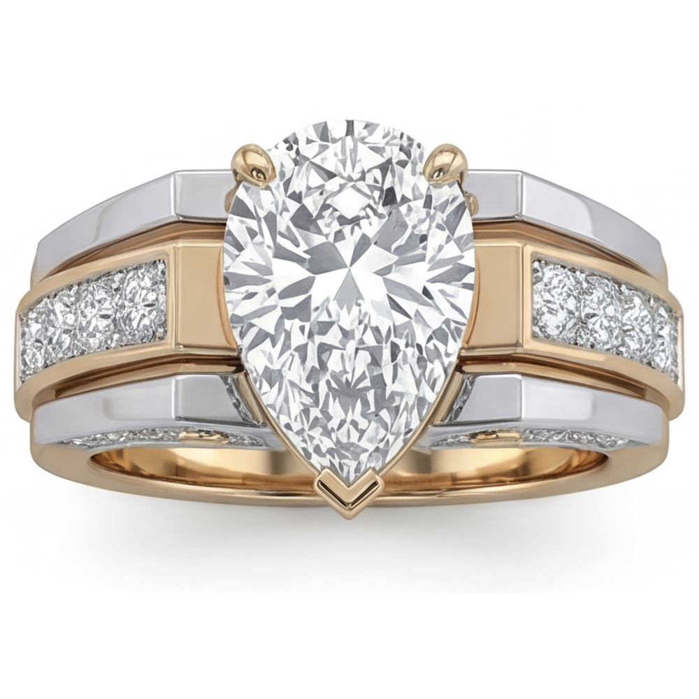 Brillant Bague Solitaire avec Accents – vue de côté