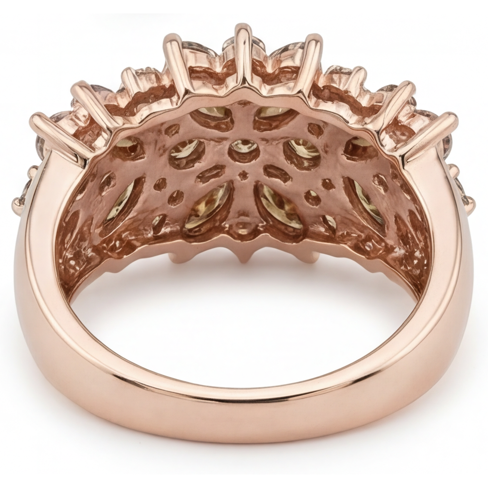 Brillant Taille Marquise Bague Statement en Or Rose 14 Carats – vue de côté