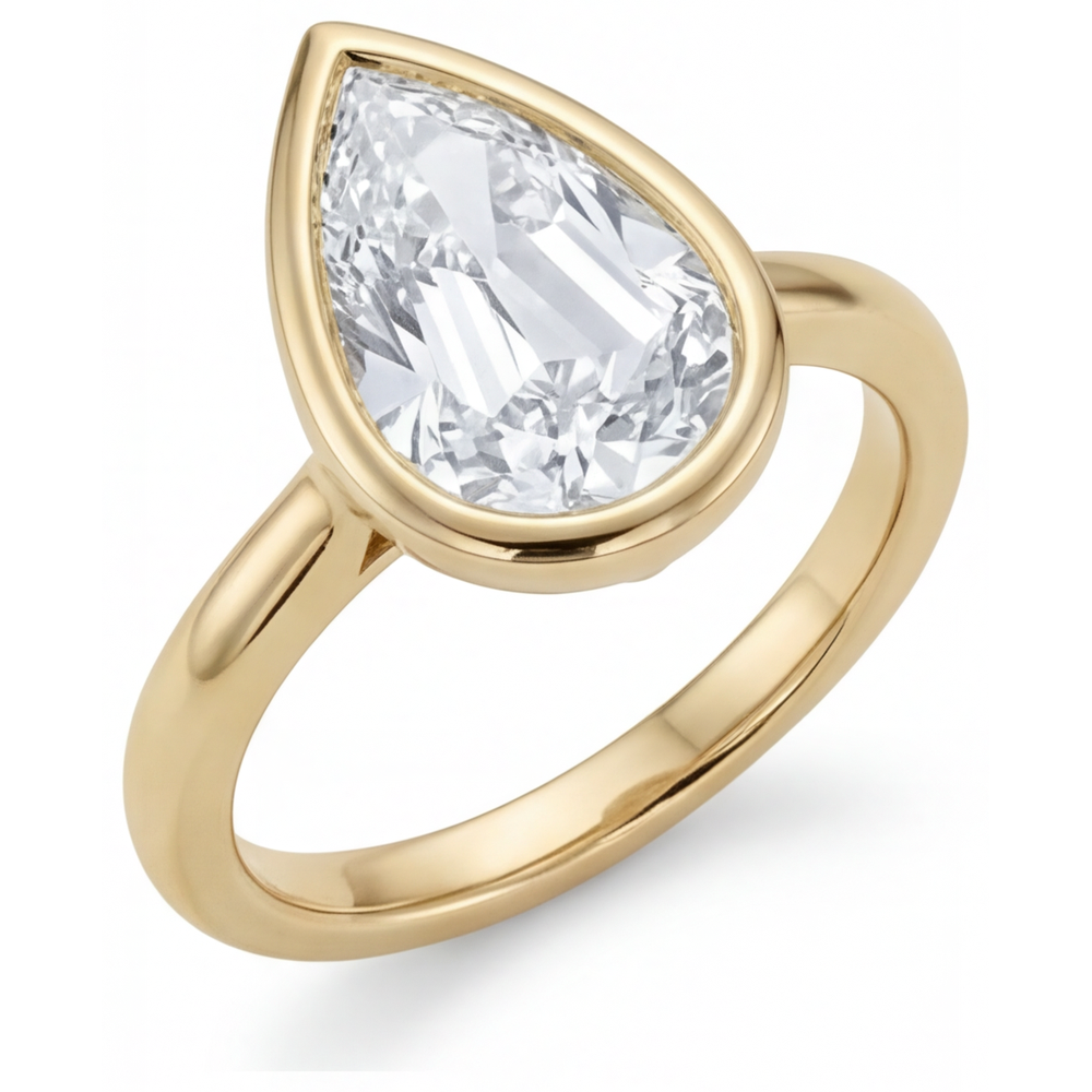 Brillant Goutte Solitaire de Fiançailles en Or 14K Jaune – vue de face