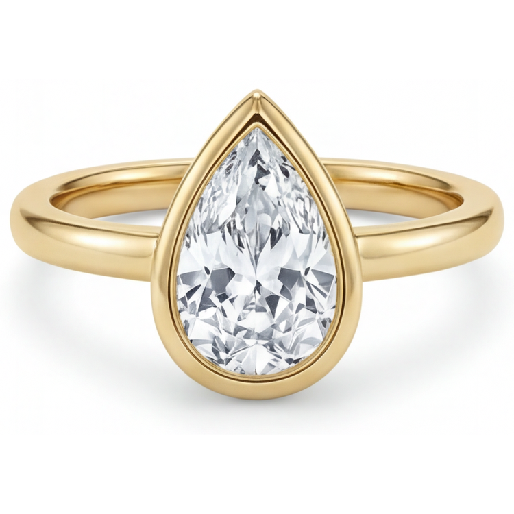 Brillant Goutte Solitaire de Fiançailles en Or Jaune 14 Carats – vue principale