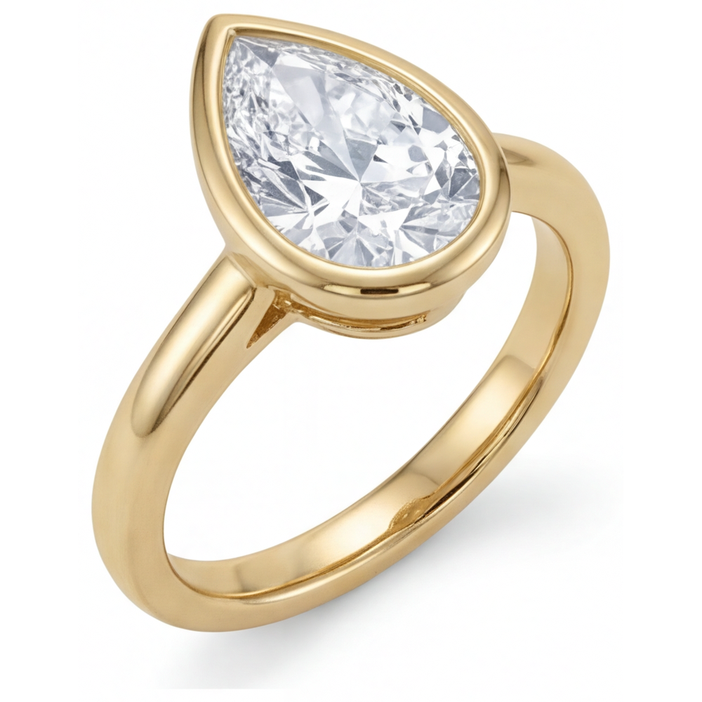 Solitaire de Fiançailles Or Jaune 14 Carats avec Brillant – vue de face