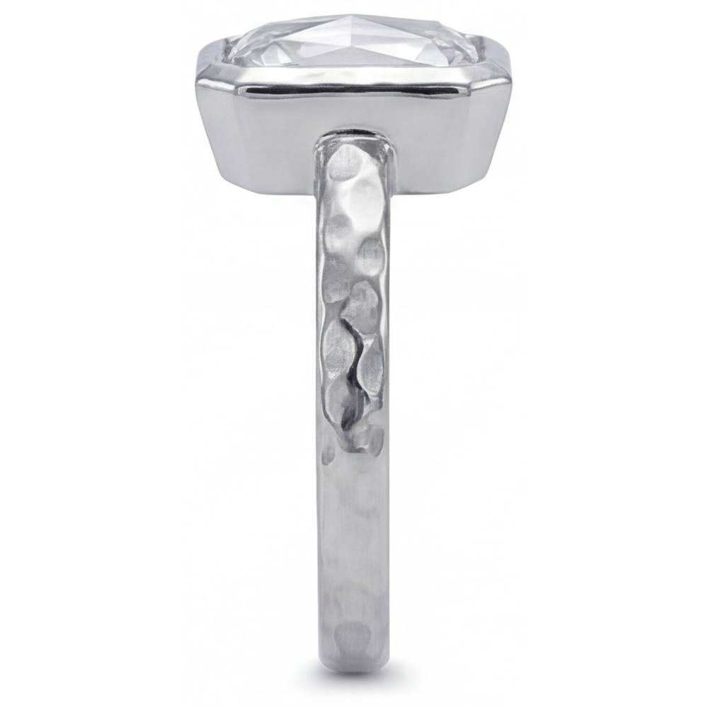 Taille Radiant Brillant bague en Or Blanc 14 Carats – vue de côté