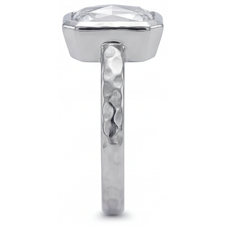 Taille Radiant Brillant bague en Or Blanc 14 Carats – vue de côté