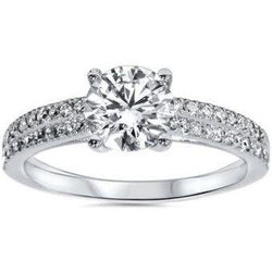 Fin Bague Solitaire avec Accents avec Brillant Pureté VVS – 2,50