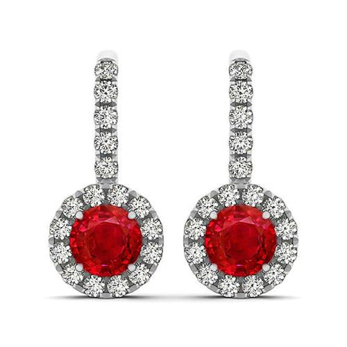 Rubis Taille Brillant Gemstone Earring en Or Blanc 14 Carats – vue principale