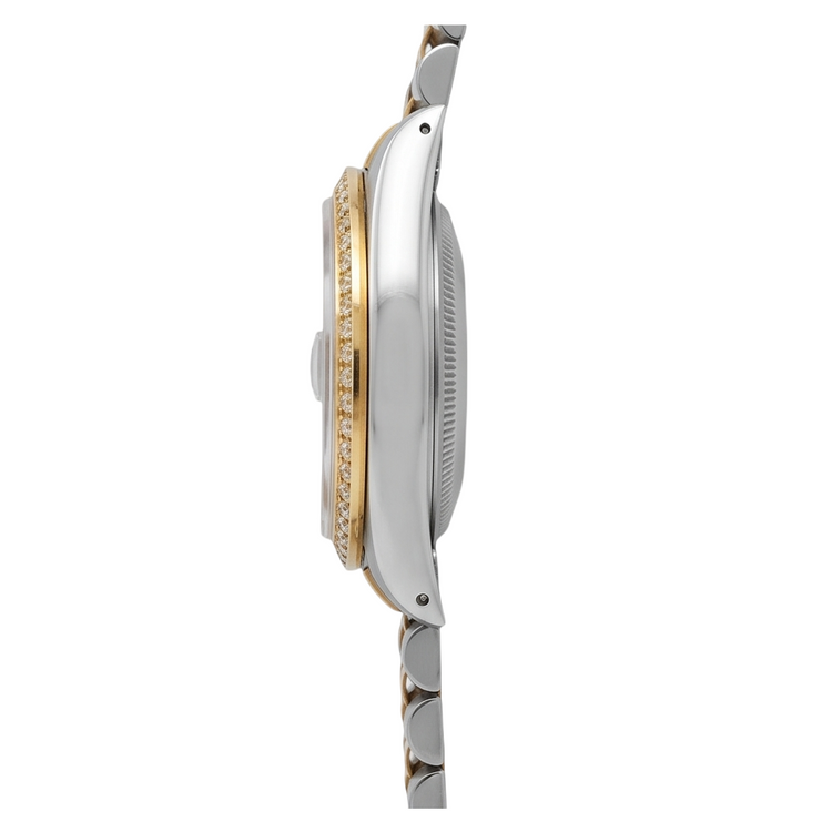 champagne diamant cadran lunette Rolex Datejust regarder or et acier réglage rapide