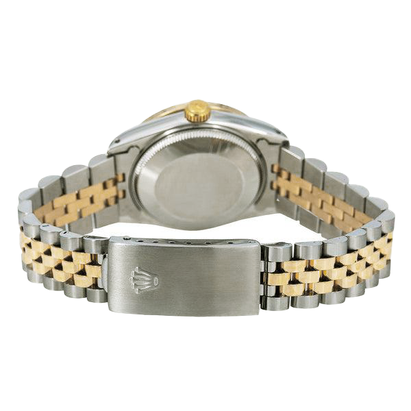 champagne diamant cadran lunette Rolex Datejust regarder or et acier réglage rapide
