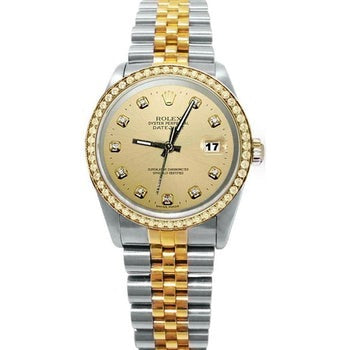 champagne diamant cadran lunette Rolex Datejust 