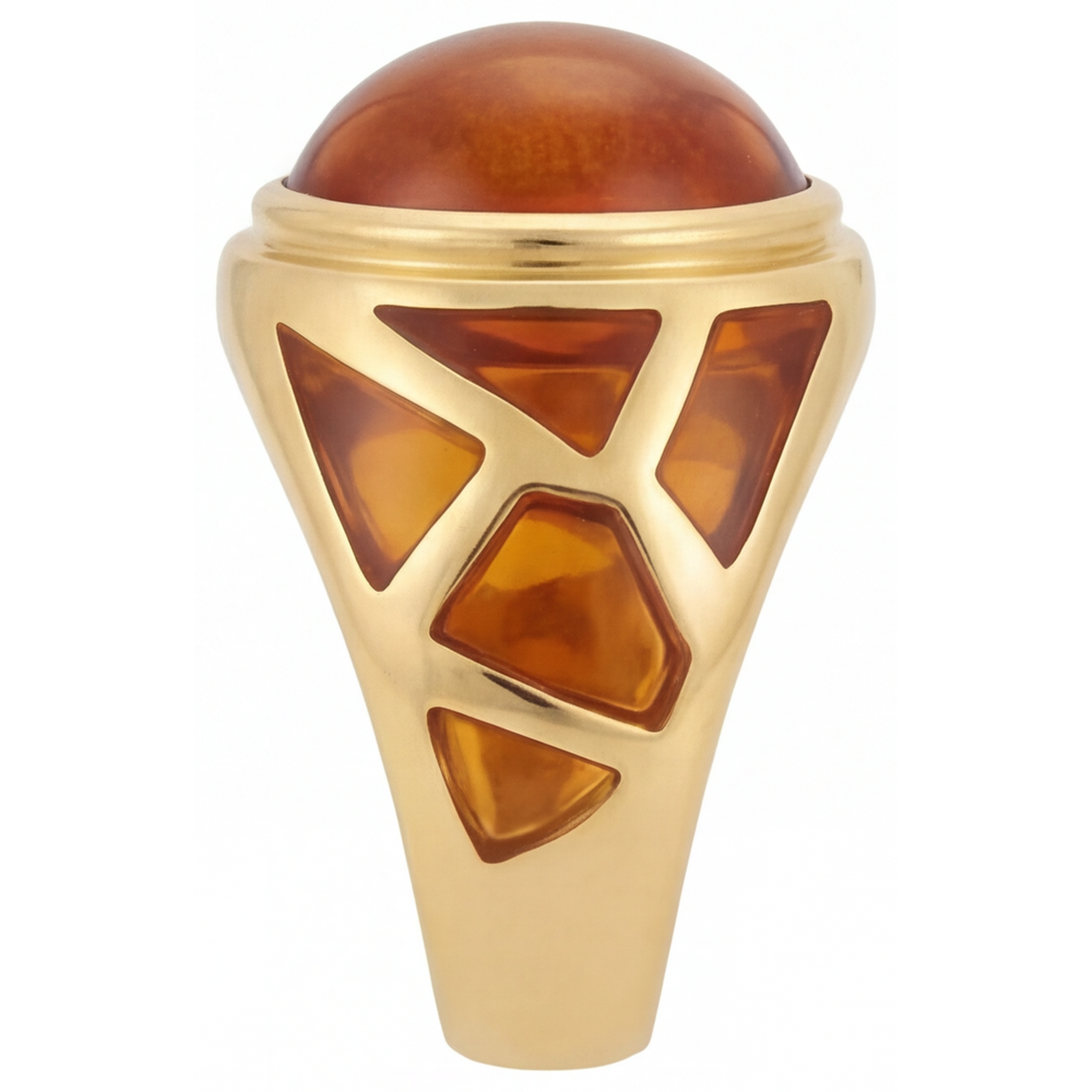 Citrine Bague avec Gemme 10-carats Or 14K Jaune – vue d'angle