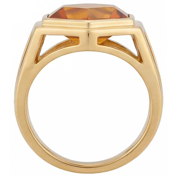 Citrine Bague avec Gemme 5-carats Or Jaune 14 Carats – vue d'angle