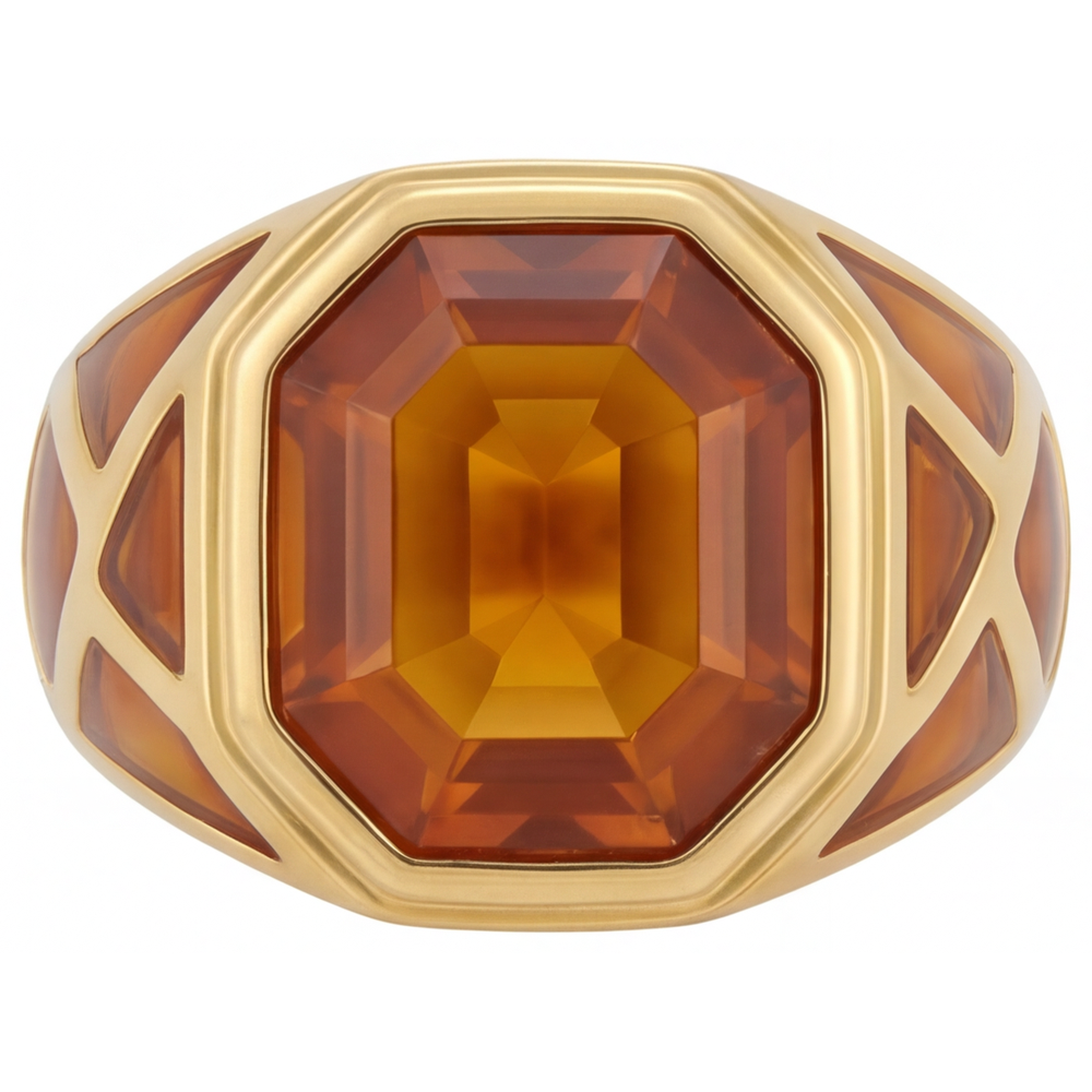 Fin Citrine Bague Pierre de Couleur 10 carats – vue principale