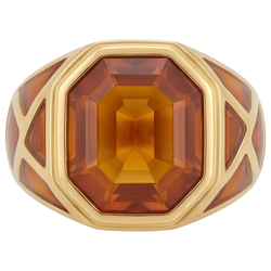 Homme Fin Citrine Bague Pierre de Couleur 10 carats – Or 14K