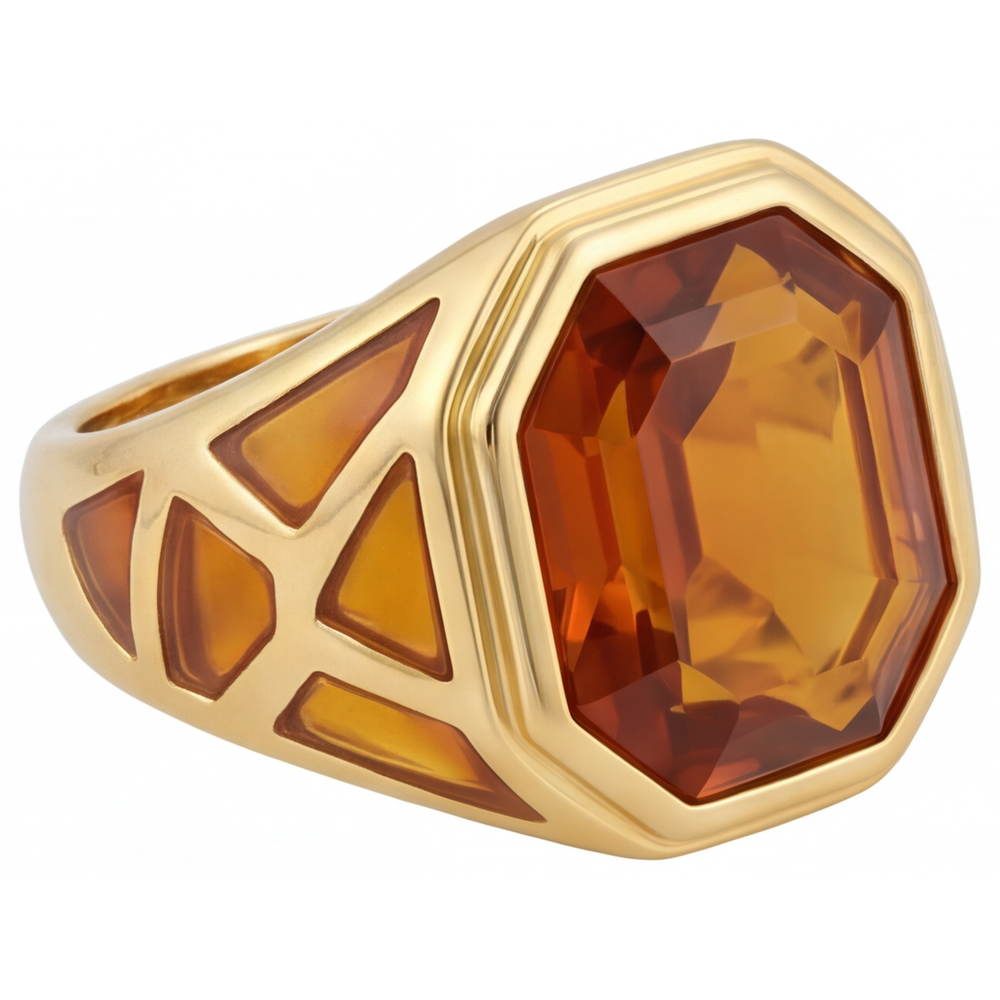 Bague Pierre de Couleur Or 14K Jaune avec Citrine – vue de côté