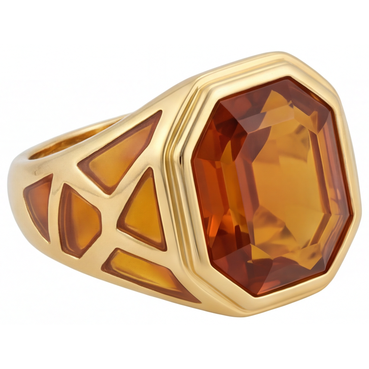 Bague Pierre de Couleur Or 14K Jaune avec Citrine – vue de côté