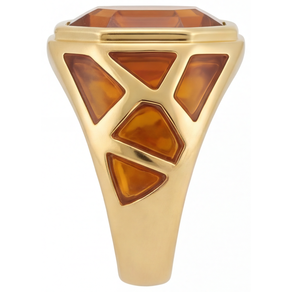 Citrine Bague Pierre de Couleur 10 carats Or 14K Jaune – vue d'angle