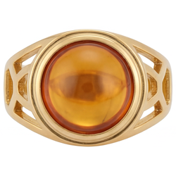 Homme Citrine Cabochon Bague Pierre de Couleur 5 carats en Or