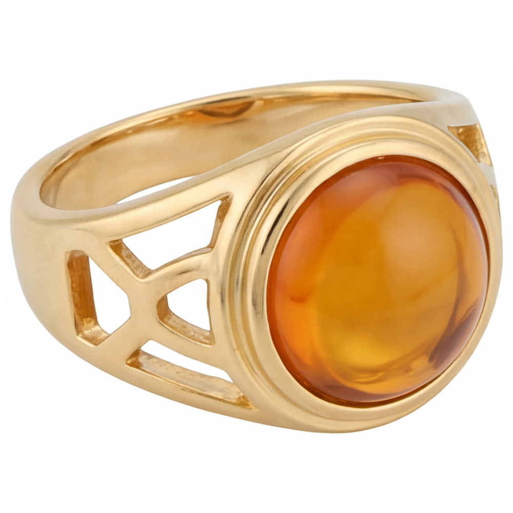 Citrine Bague Pierre de Couleur 5-carats Or Jaune 14 Carats – vue de côté