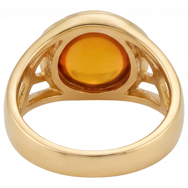 Bague Pierre de Couleur Or Jaune 14 Carats avec Citrine – vue de profil
