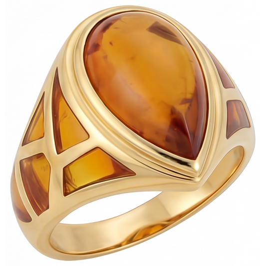 Citrine Bague Pierre Précieuse 10,50-carats Or 14K Jaune – vue de face