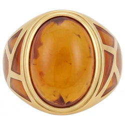 Homme Citrine Bague Pierre Précieuse – Taille Cabochon 10 carats