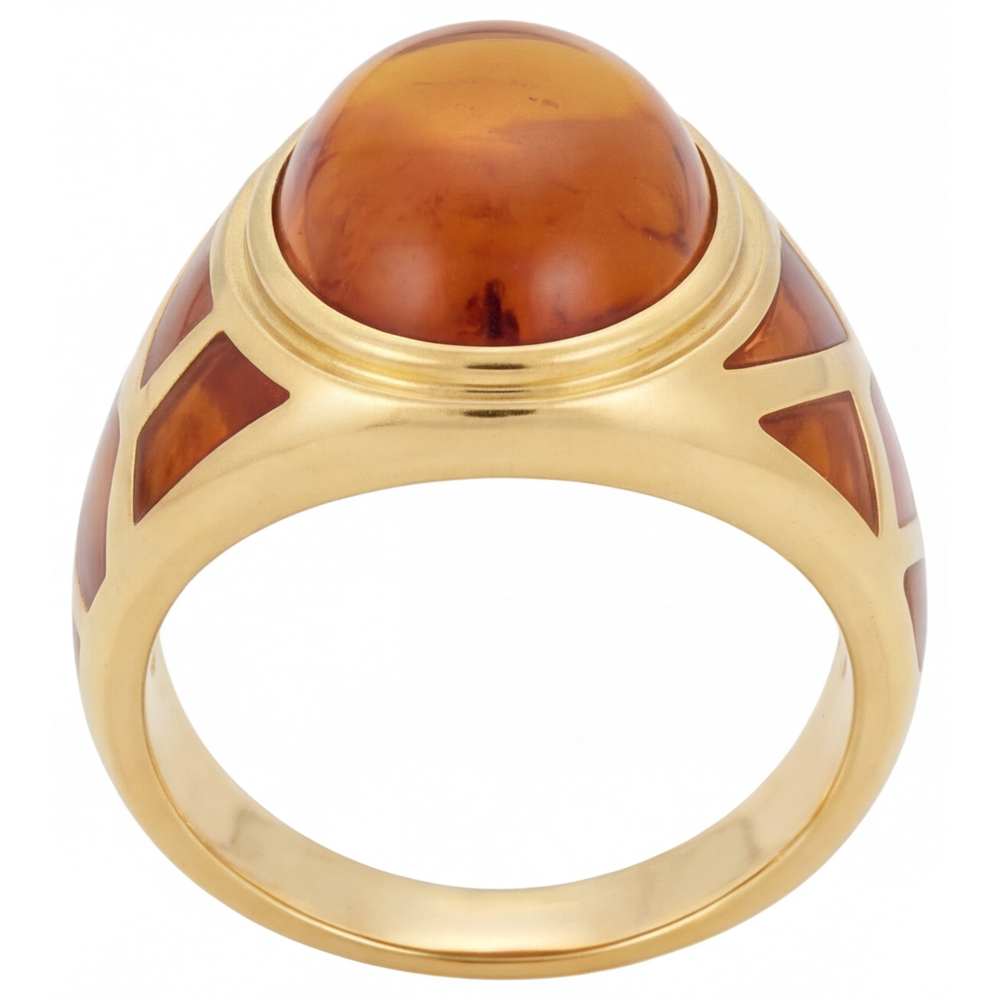 Bague Pierre Précieuse Or Jaune 14 Carats avec Citrine – vue d'angle