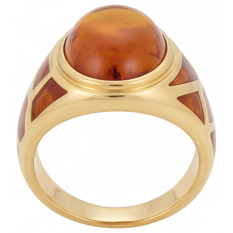 Bague Pierre Précieuse Or Jaune 14 Carats avec Citrine – vue d'angle
