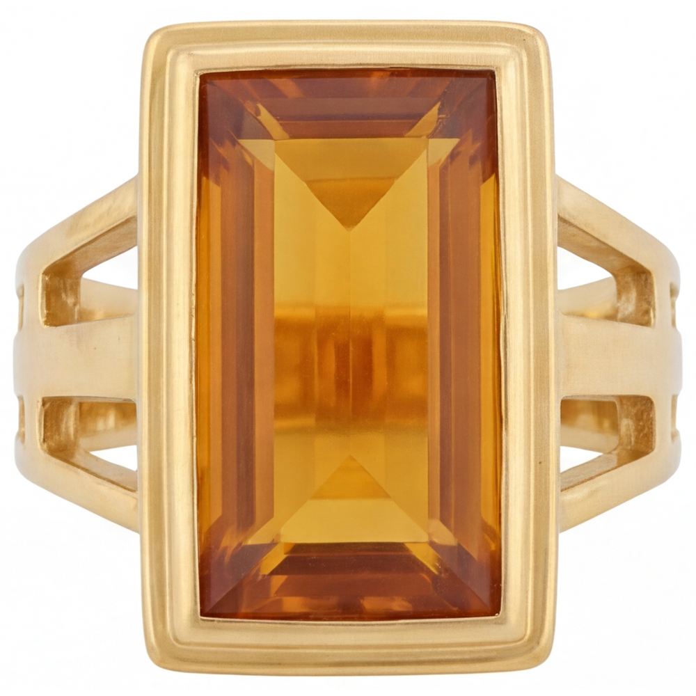 Bague Pierre Précieuse Or Jaune 14 Carats avec Citrine – vue principale