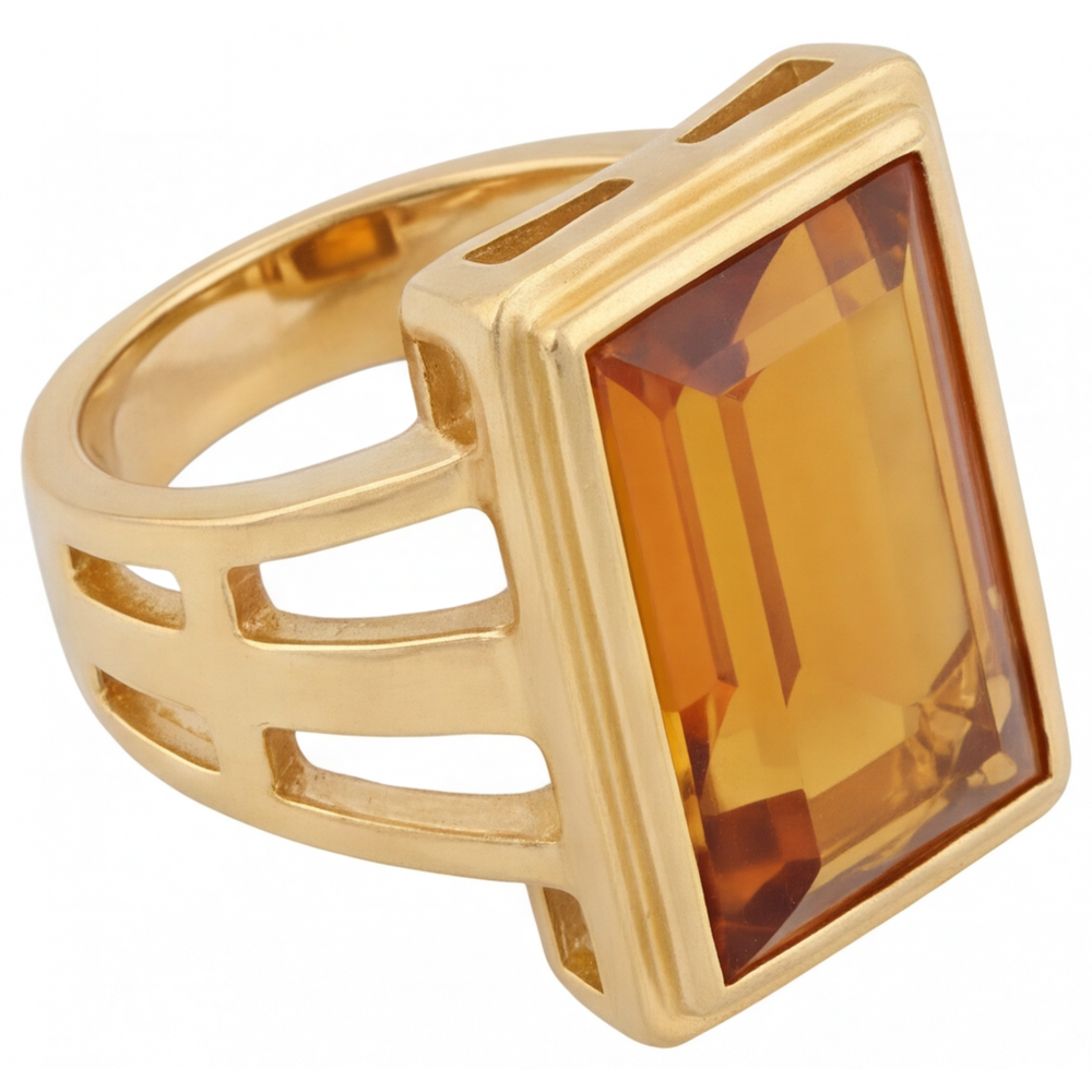 Citrine Bague Pierre Précieuse 7-carats Or Jaune 14 Carats – vue de côté