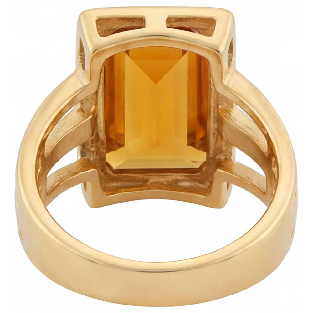 Citrine Bague Pierre Précieuse 7 carats Or Jaune 14 Carats – vue de profil