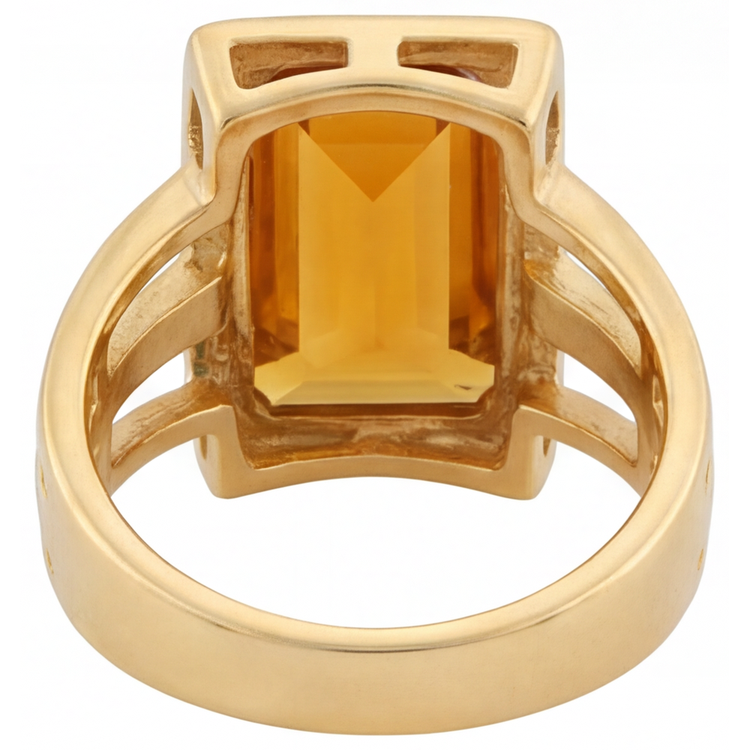 Citrine Bague Pierre Précieuse 7 carats Or Jaune 14 Carats – vue de profil