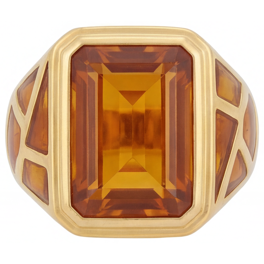 Citrine Dorée Bague avec Gemme – vue principale