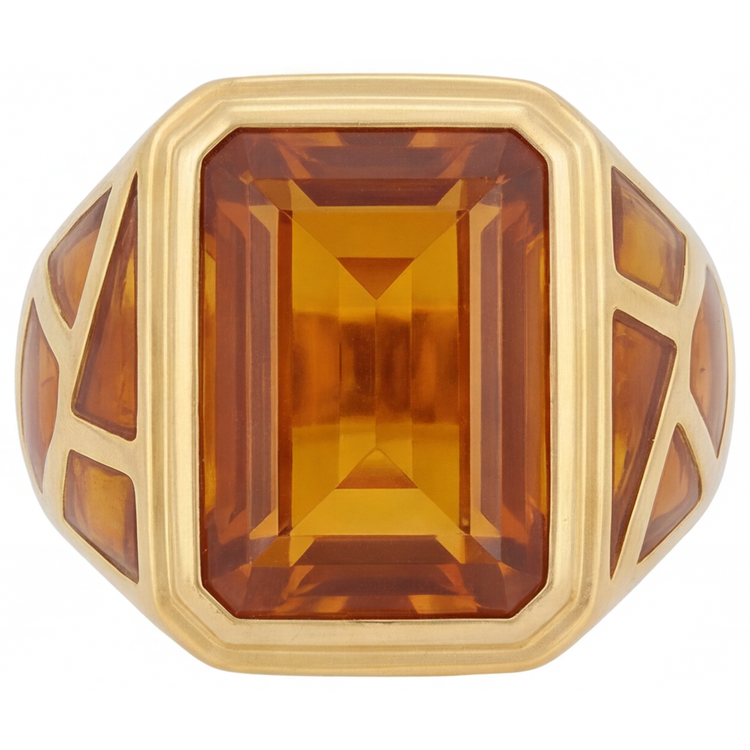 Citrine Dorée Bague avec Gemme – vue principale