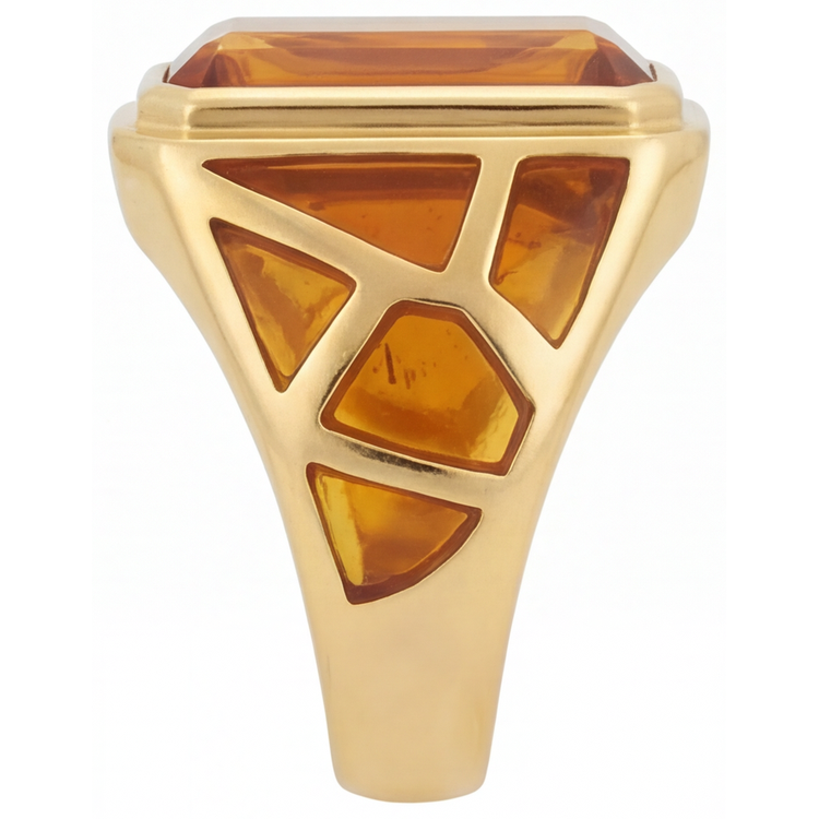 Citrine Dorée Bague avec Gemme – vue d'angle