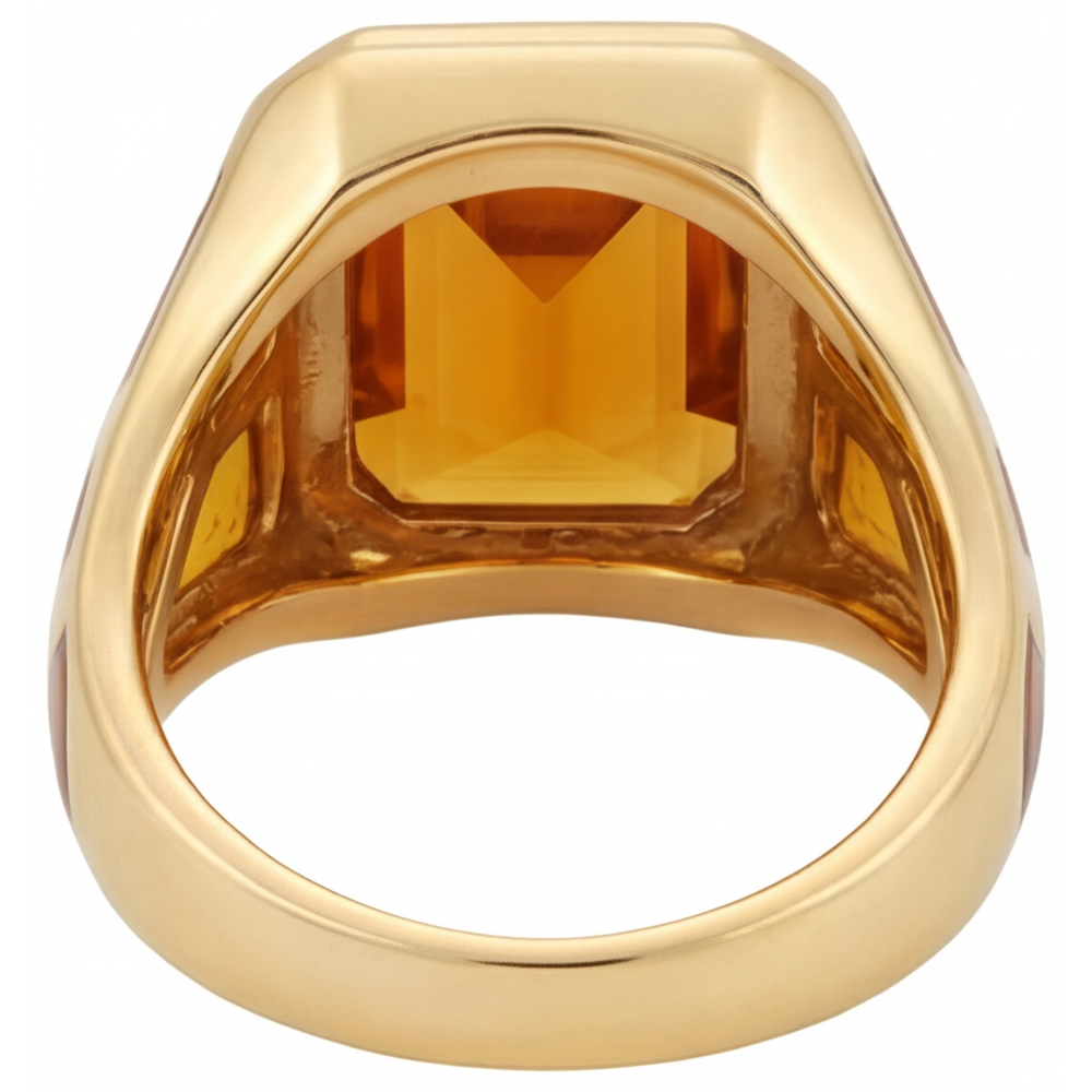 Bague avec Gemme Or Jaune 14 Carats avec Citrine Dorée – vue de profil