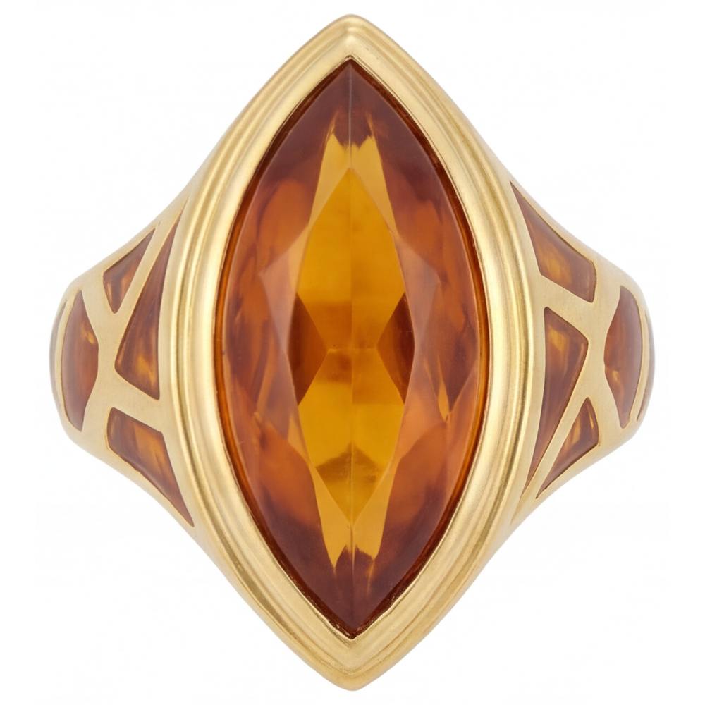 Bague Pierre Précieuse Or Jaune 14 Carats avec Citrine Dorée – vue principale