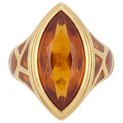 Homme Citrine Dorée Bague Pierre Précieuse – Or Jaune 14 Carats