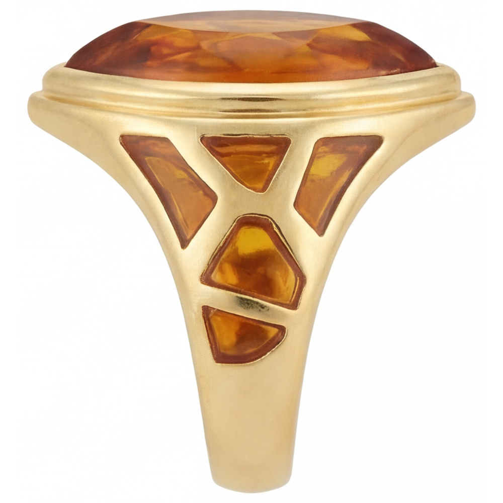 Citrine Dorée Taille Marquise Bague Pierre Précieuse en Or Jaune 14 Carats – vue d'angle